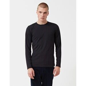 NORSE PROJECTS Niels MEN S Black LONG SLEEVE T SHIRT Cotton Pullover Knit @K8b